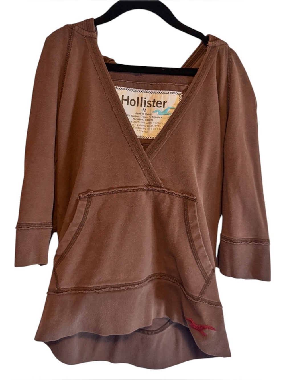 Hollister V Neck Brown Hoodie Medium